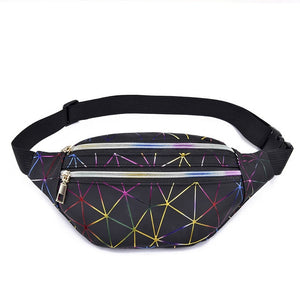 Holographic Geometric Waist Bags